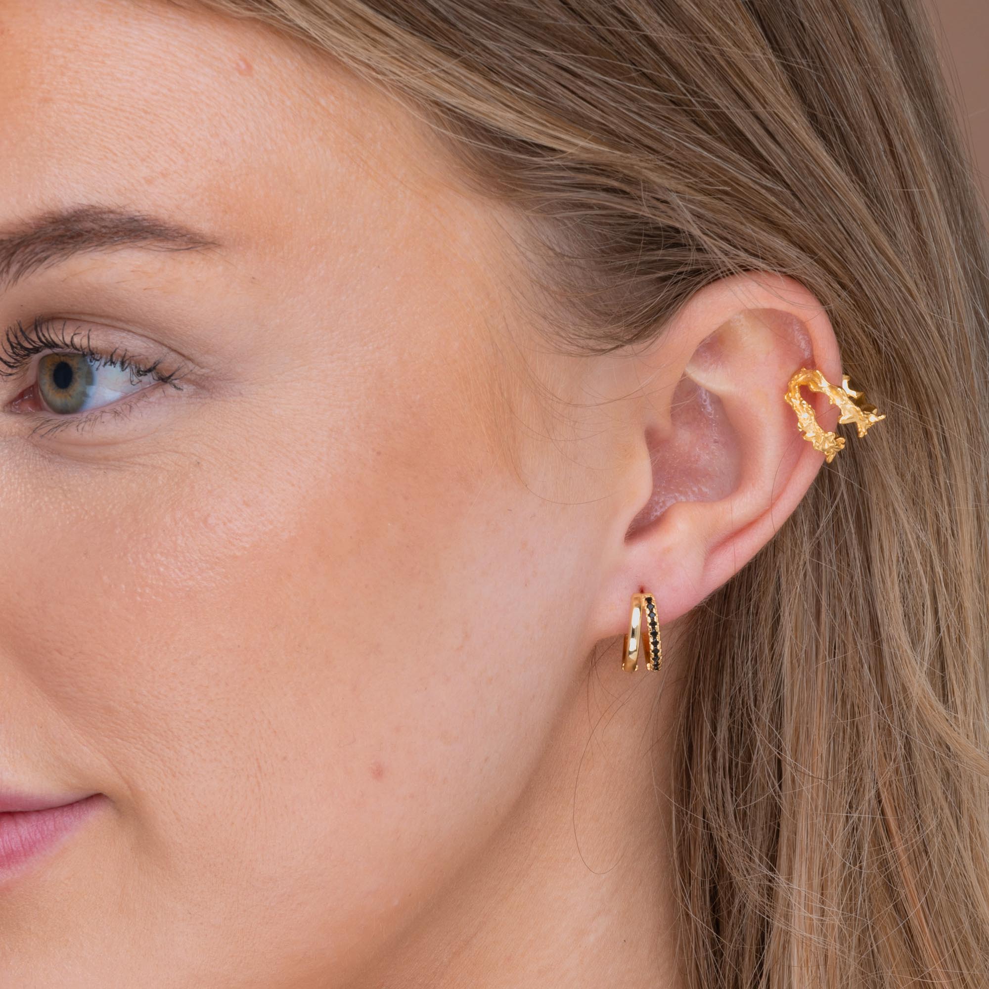 Emerald Double Zirconia Huggie Hoop Earrings - Camile & Stone