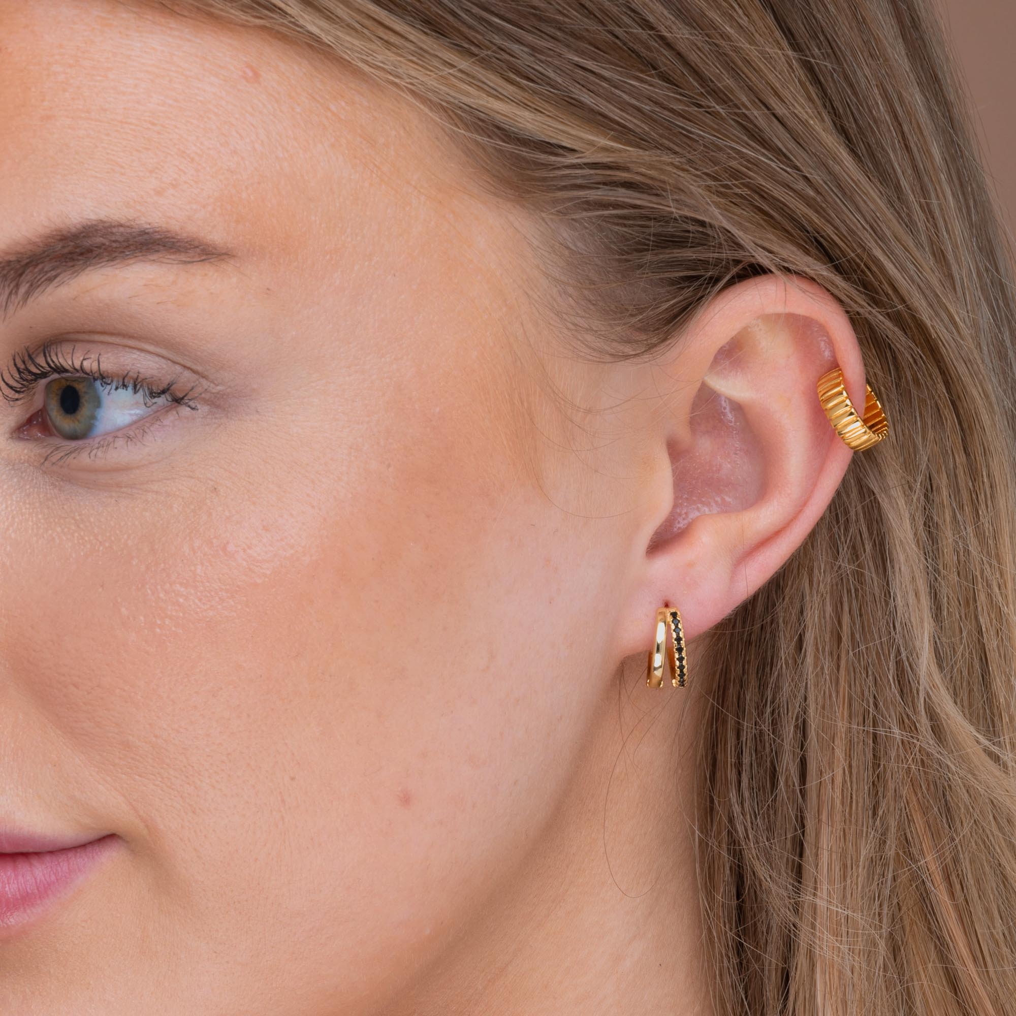 Emerald Double Zirconia Huggie Hoop Earrings - Camile & Stone