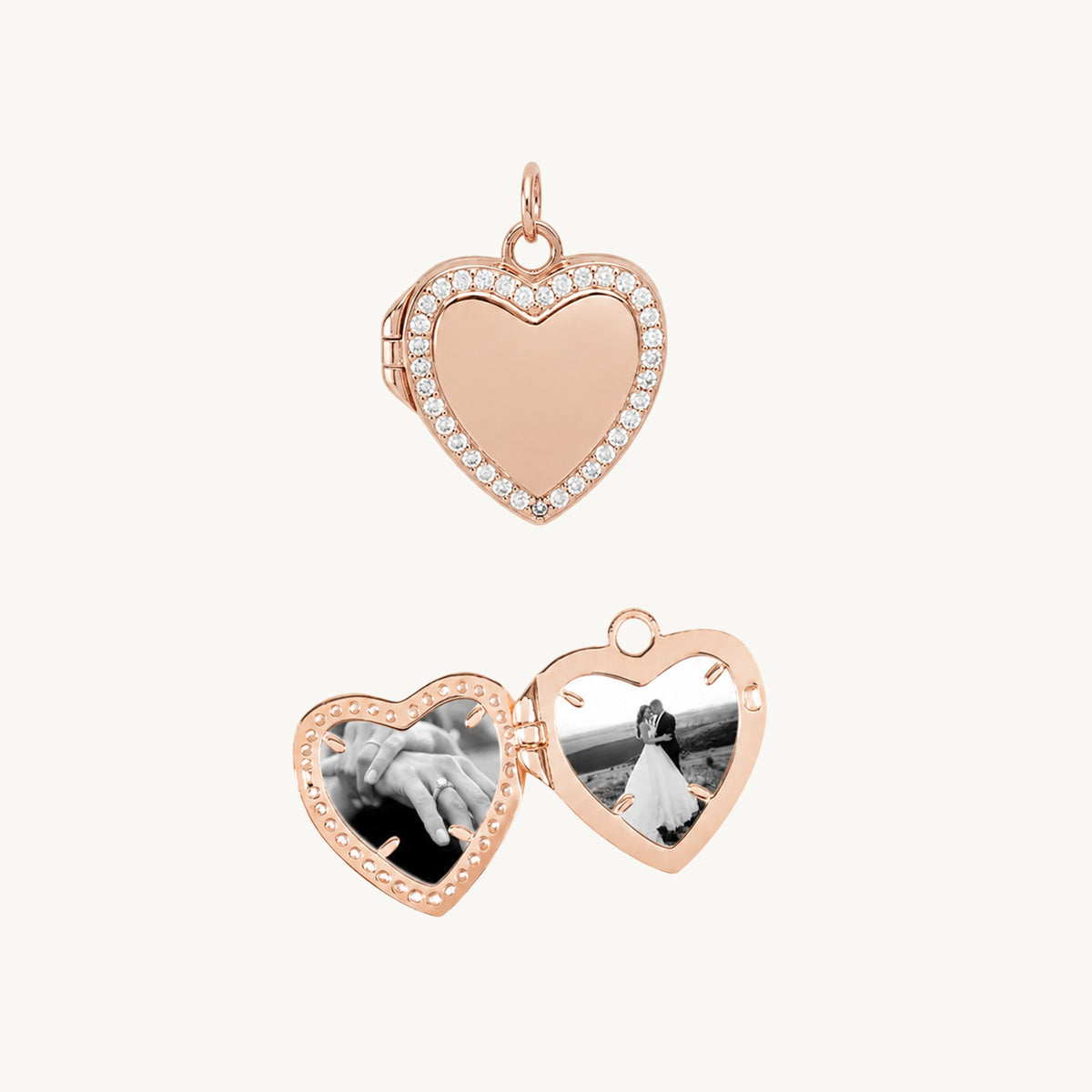 Heart Sapphire Photo Locket Pendant