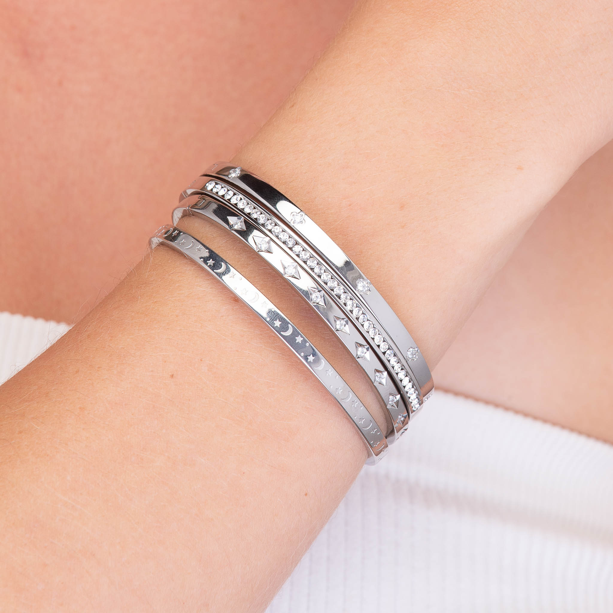 Moonlight Hinged Bangle Bracelet - Camile & Stone