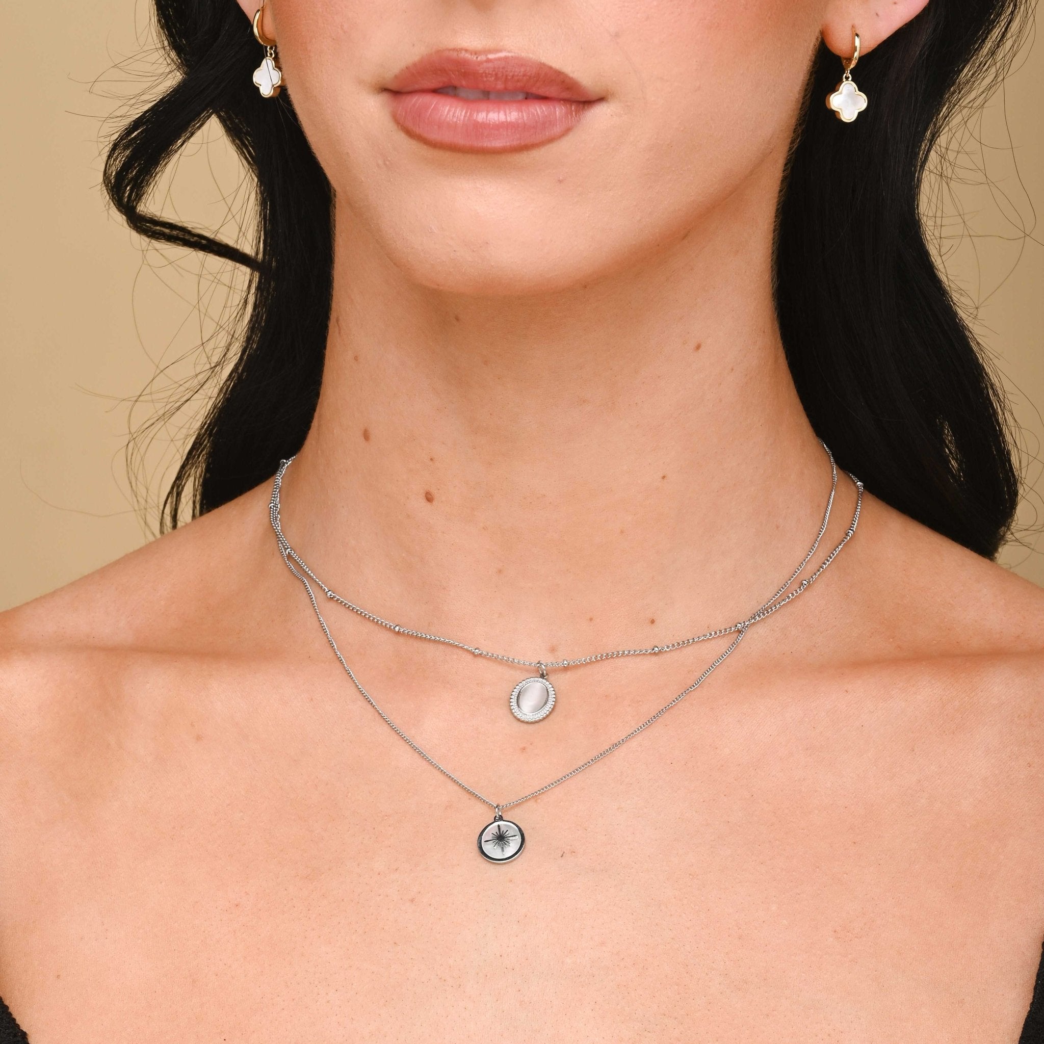 North Star Mother Of Pearl Medallion Necklace - Camile & Stone