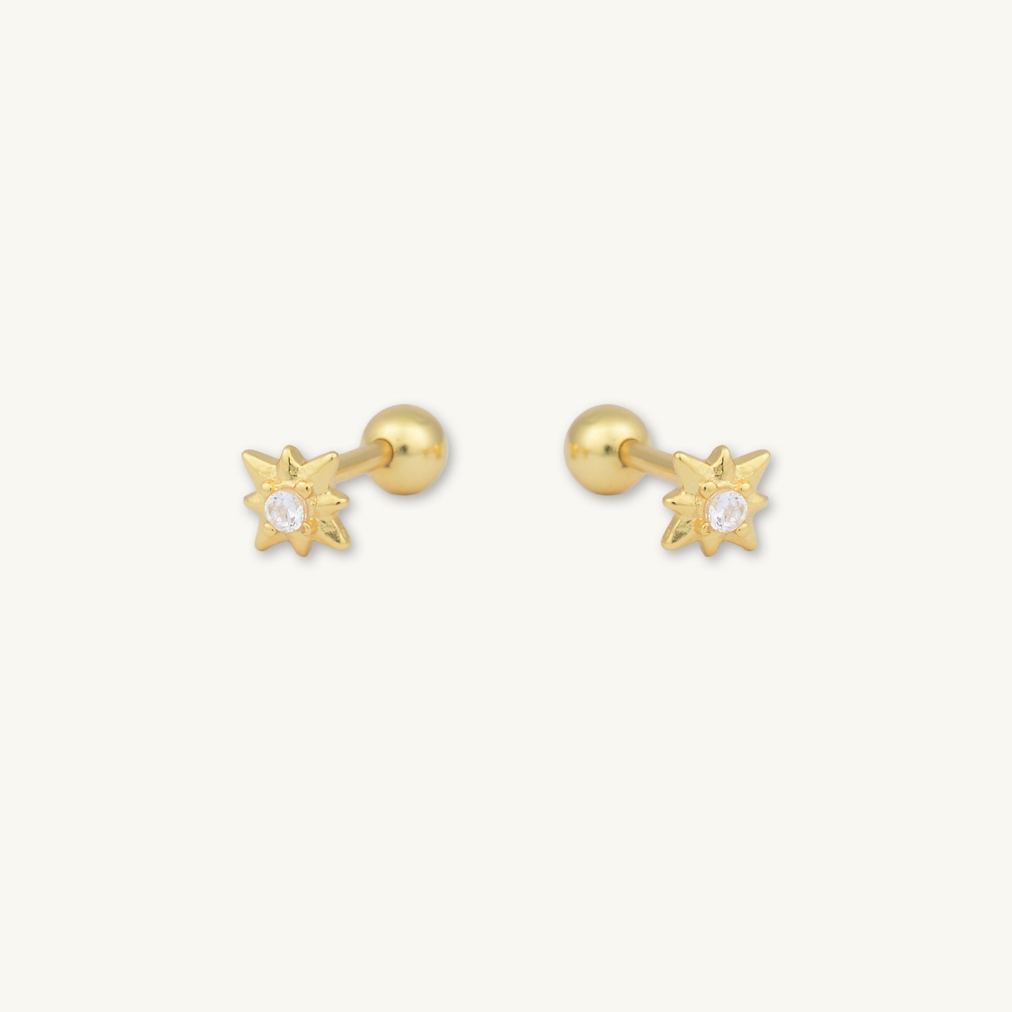 North Star Sapphire Barbell Stud Cartilage Earrings - Camile & Stone