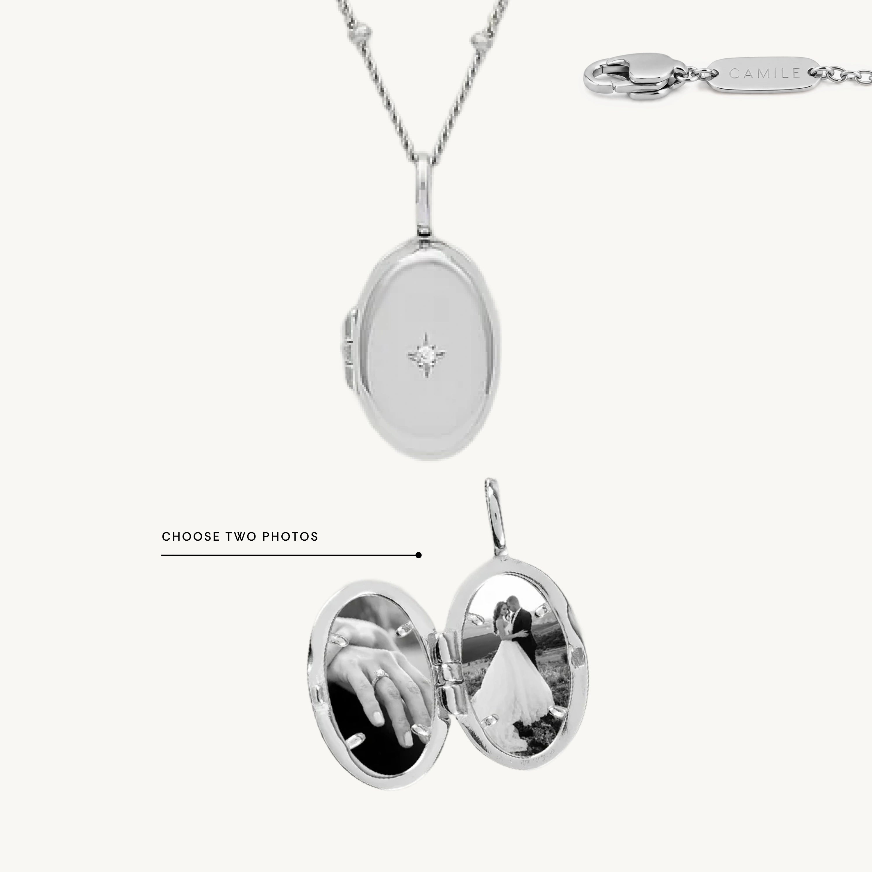 Oval North Star Photo Locket Necklace