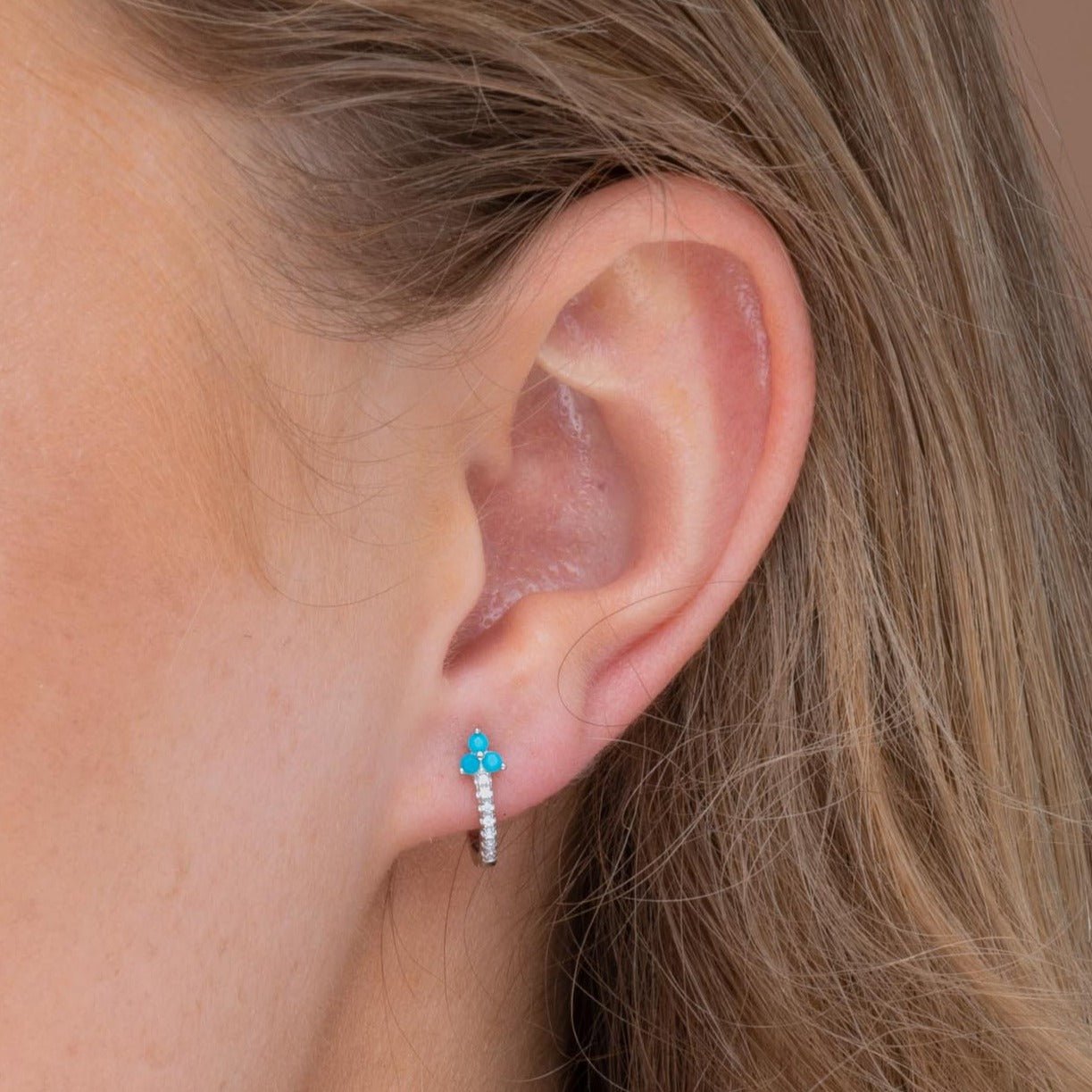 Turquoise Lotus Sapphire Hoop Earrings - Camile & Stone