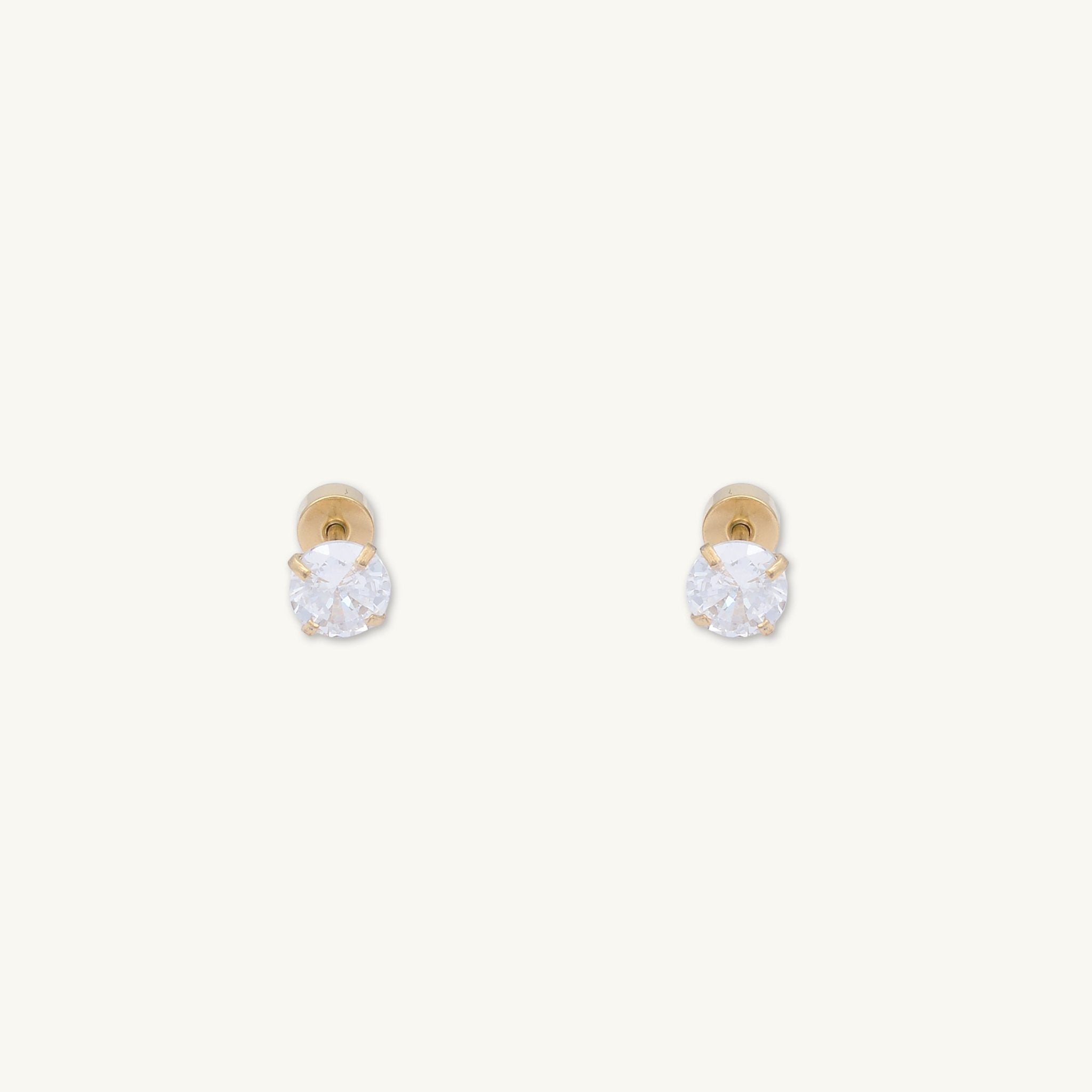 Unisex Circle Zirconia Flatback Earrings - Camile & Stone