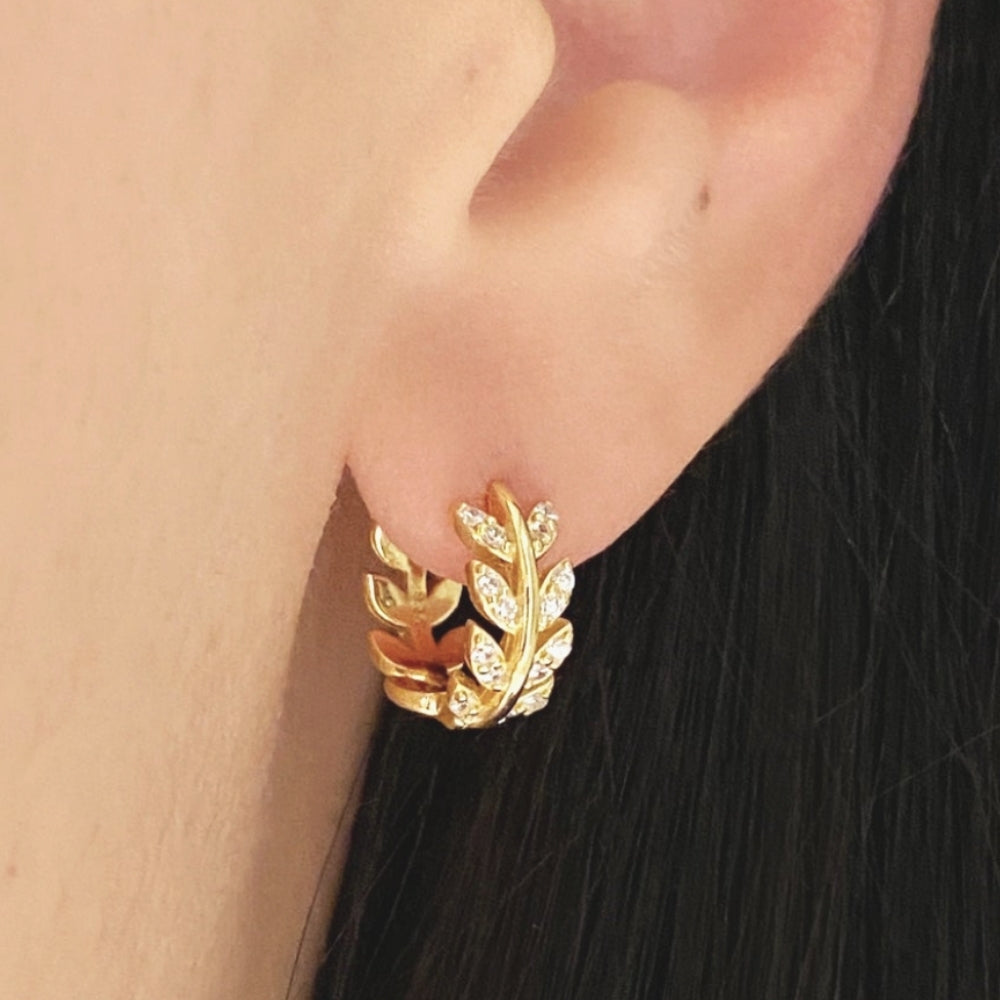 Leaf Wrap Huggie Earrings