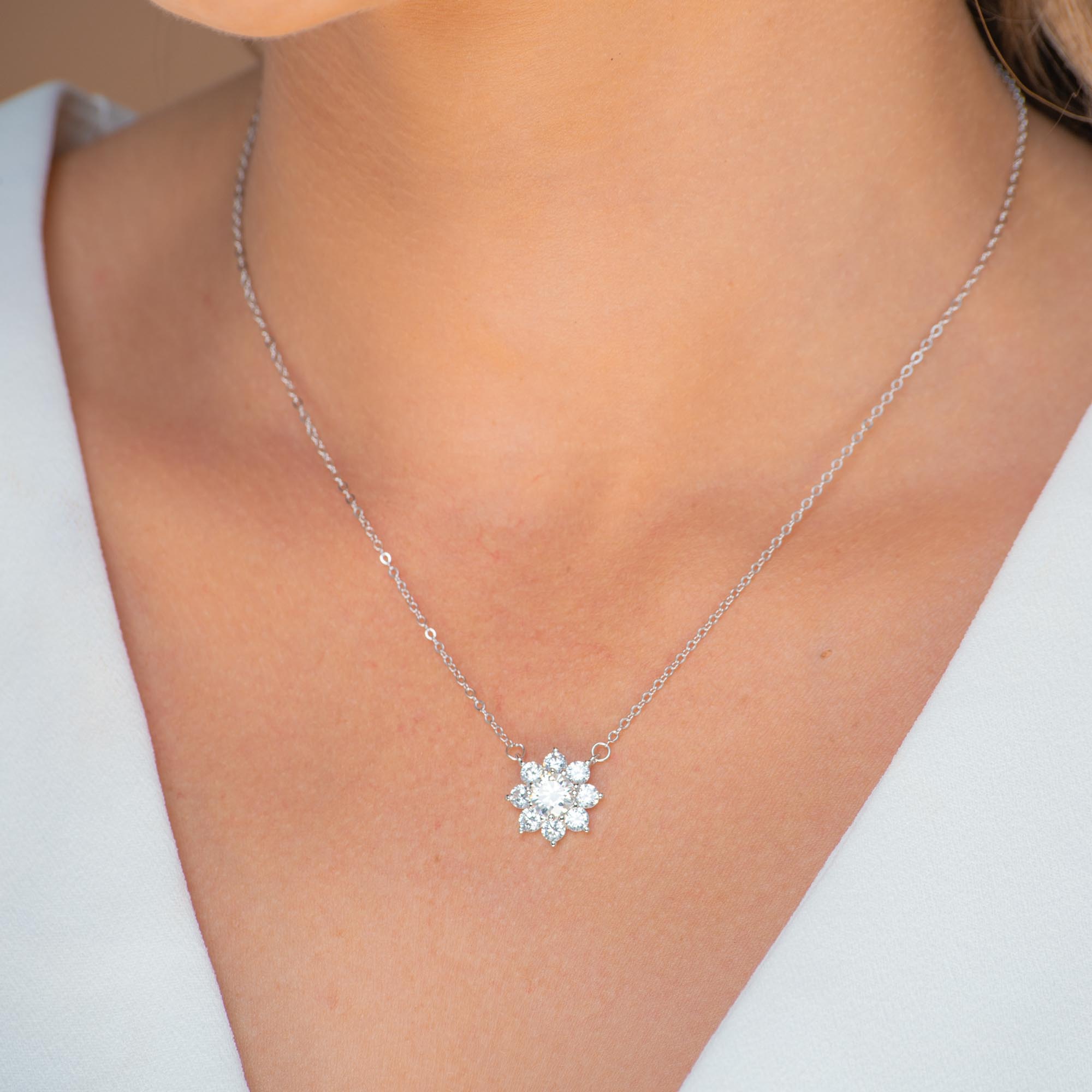 Sunflower Solitaire Moissanite Necklace 1 Carat