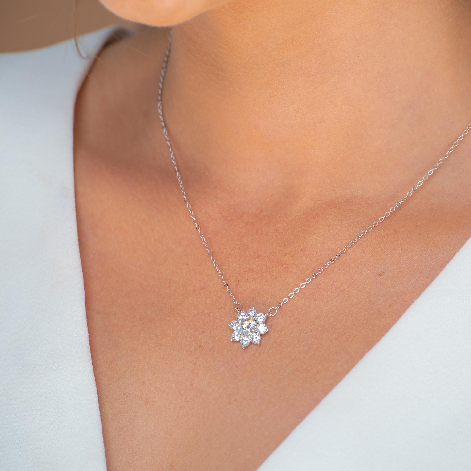 Sunflower Solitaire Moissanite Necklace 1 Carat