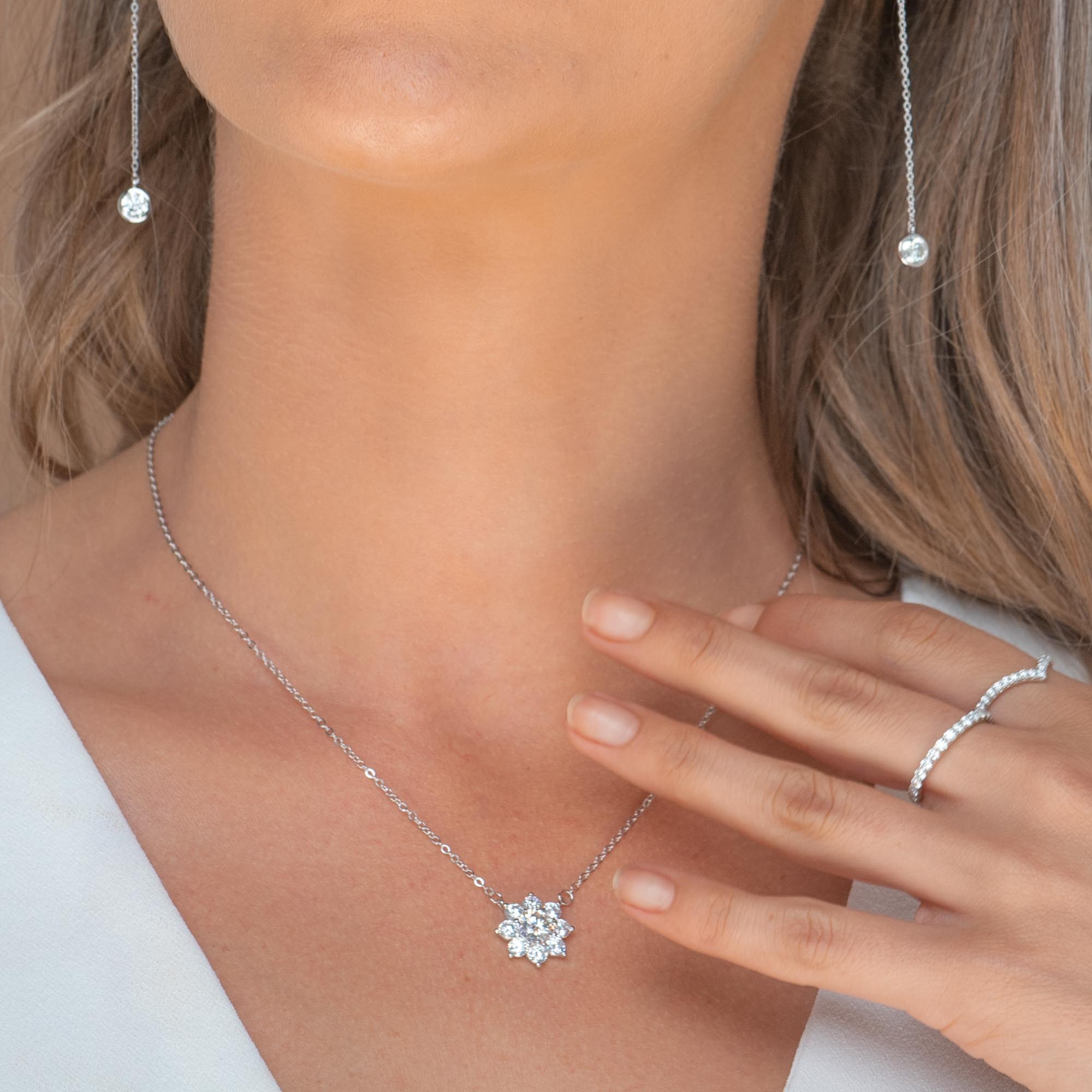 Sunflower Solitaire Moissanite Necklace 1 Carat