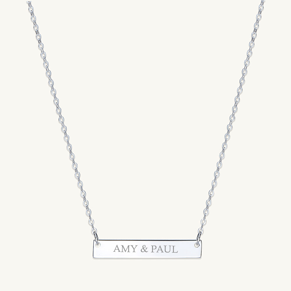 Two Name Engraved Bar Necklace