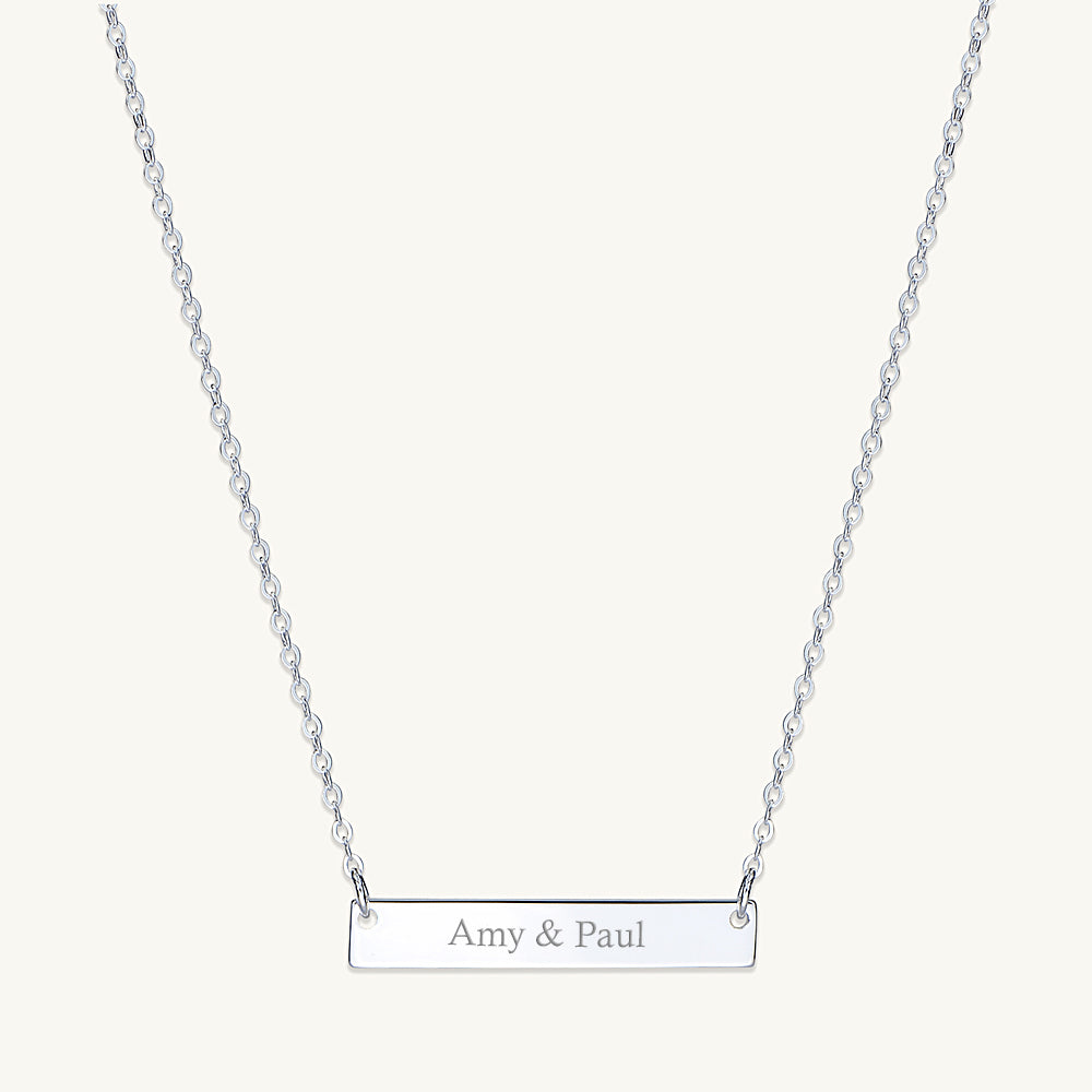 Two Name Engraved Bar Necklace