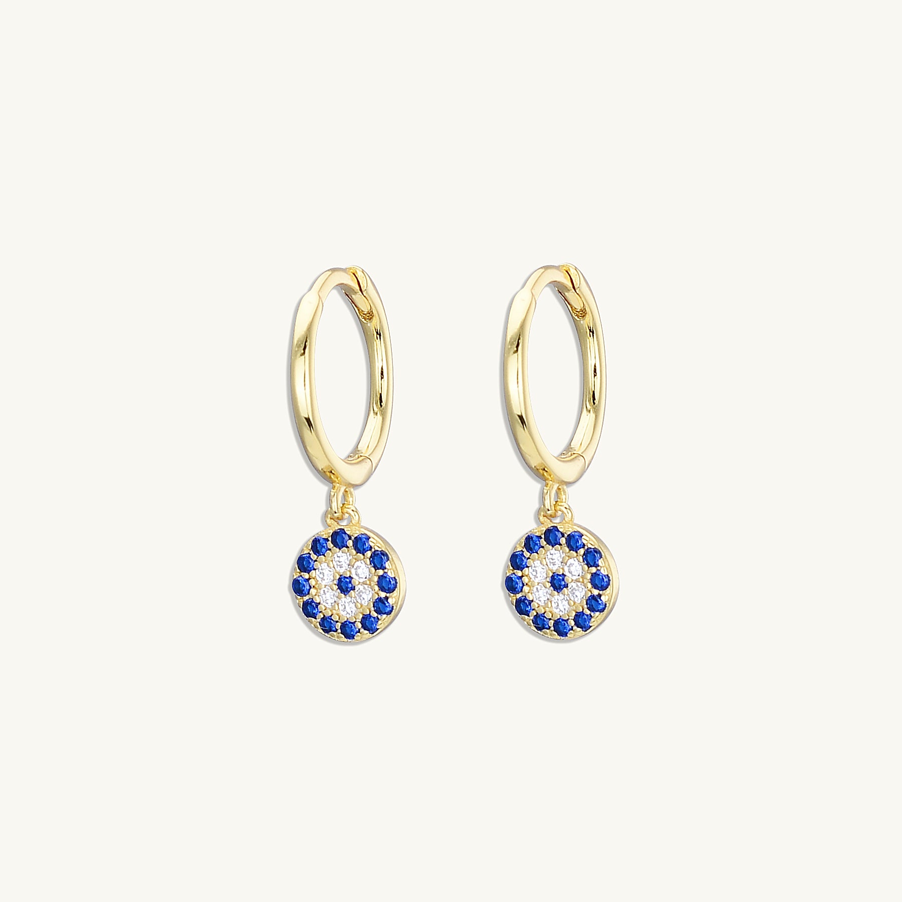 Round Evil Eye Pave Hoop Earrings