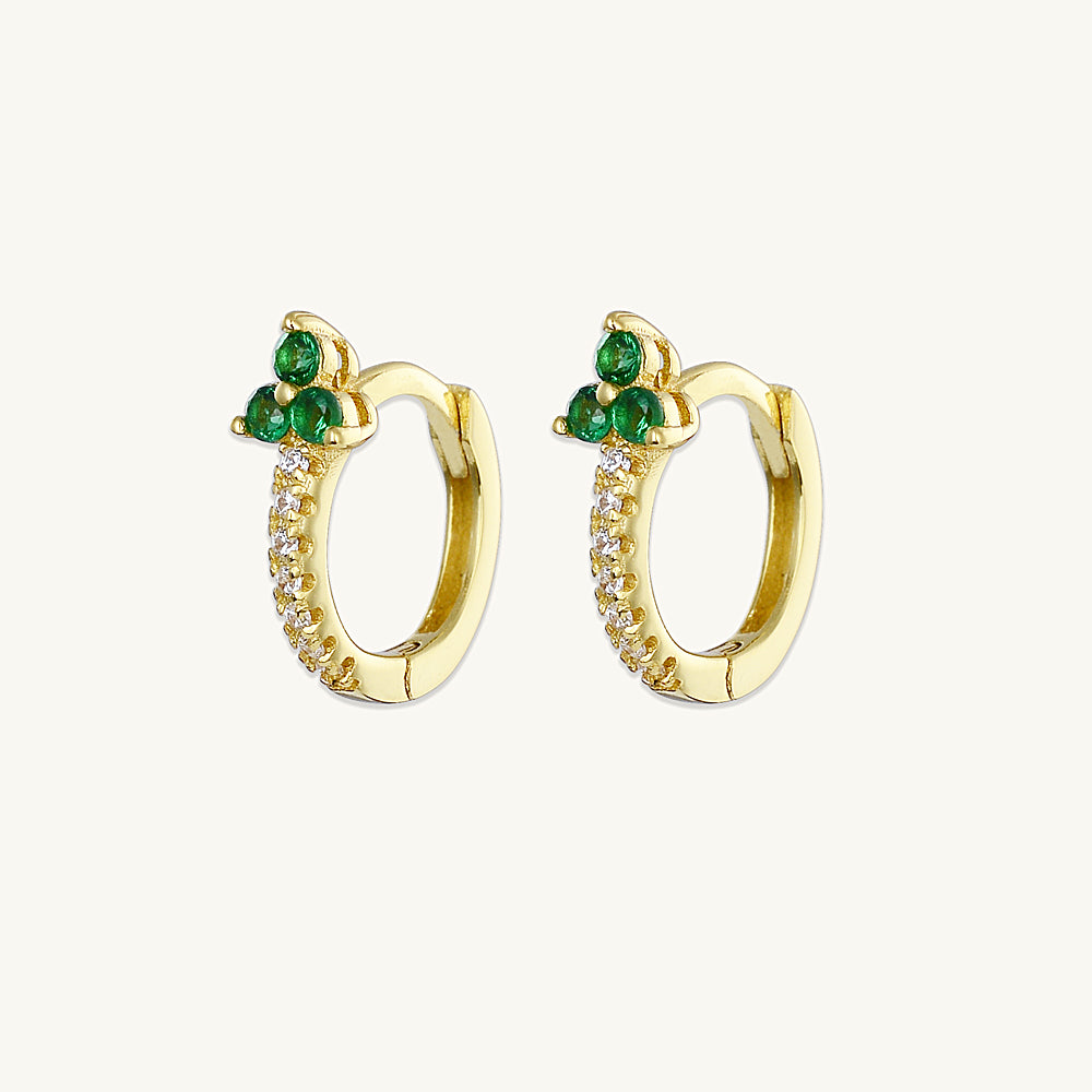 Emerald Lotus Sapphire Hoop Earrings