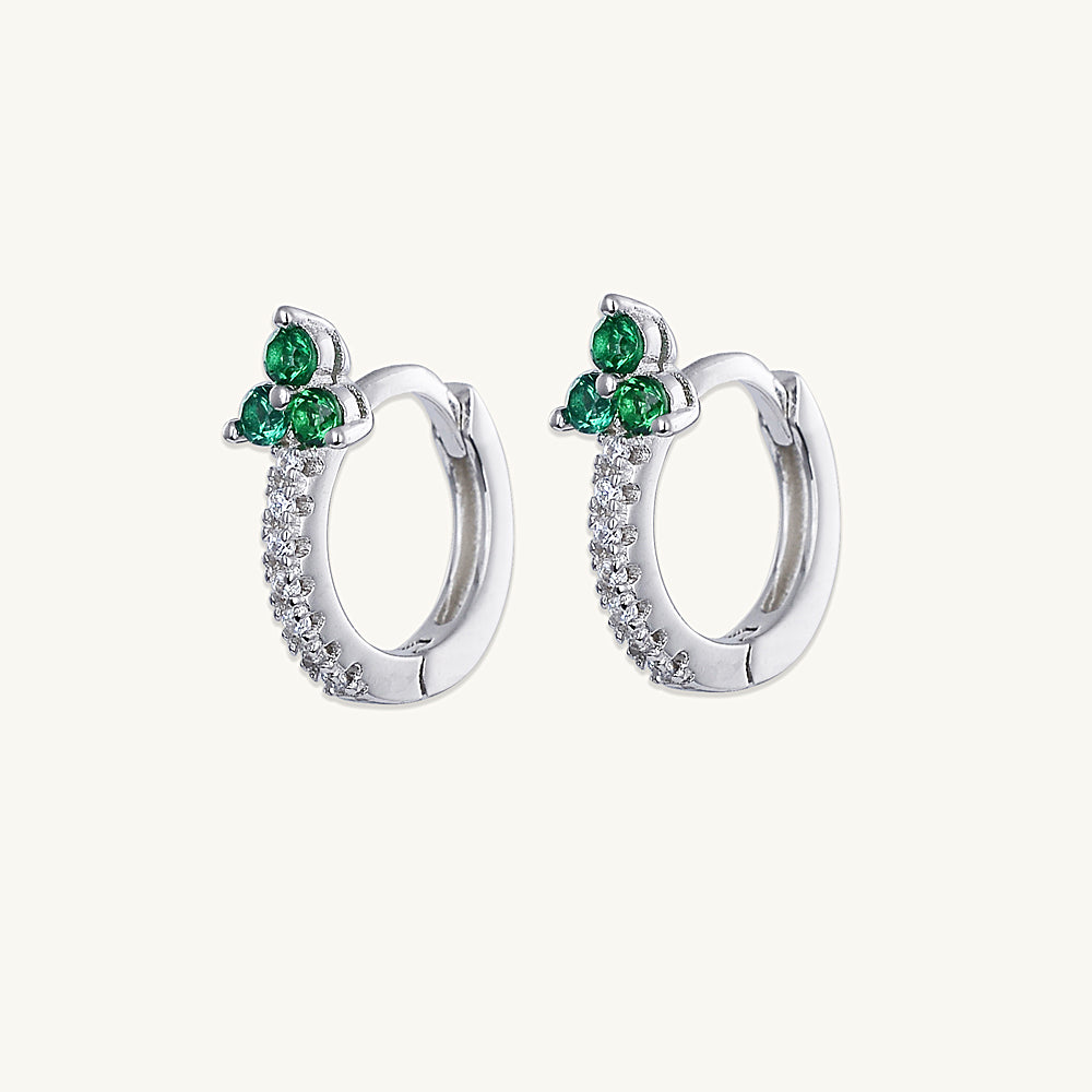 Emerald Lotus Sapphire Hoop Earrings