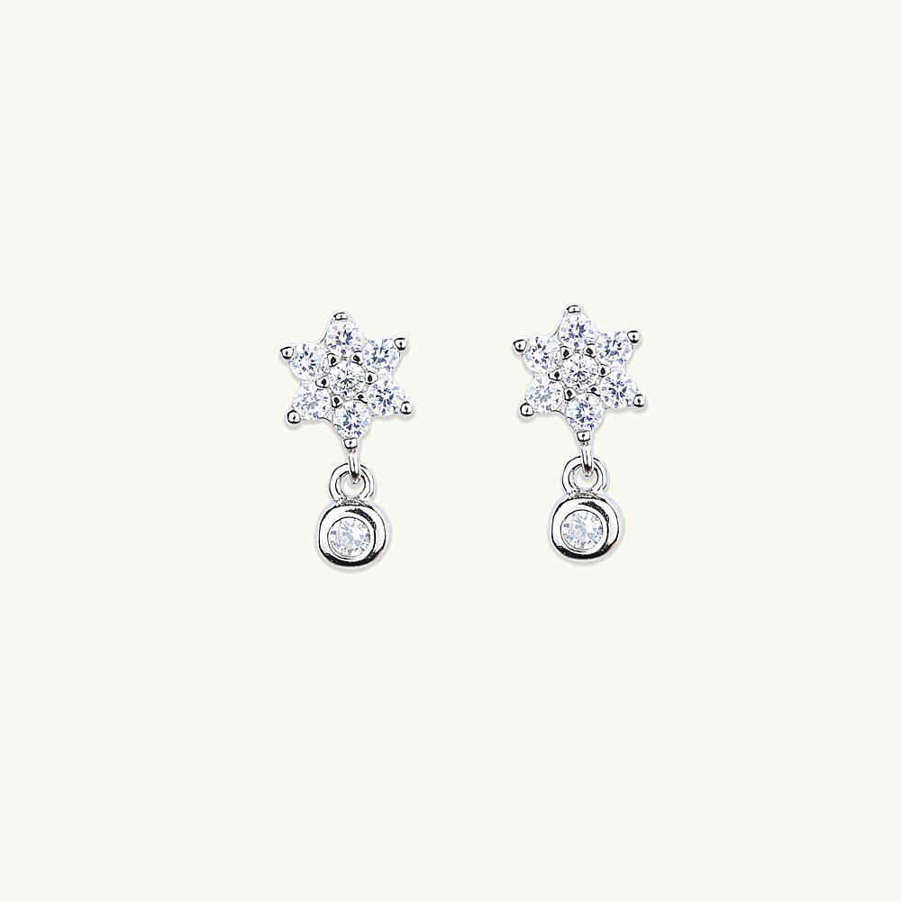 Snowflake Sapphire Drop Stud Earrings