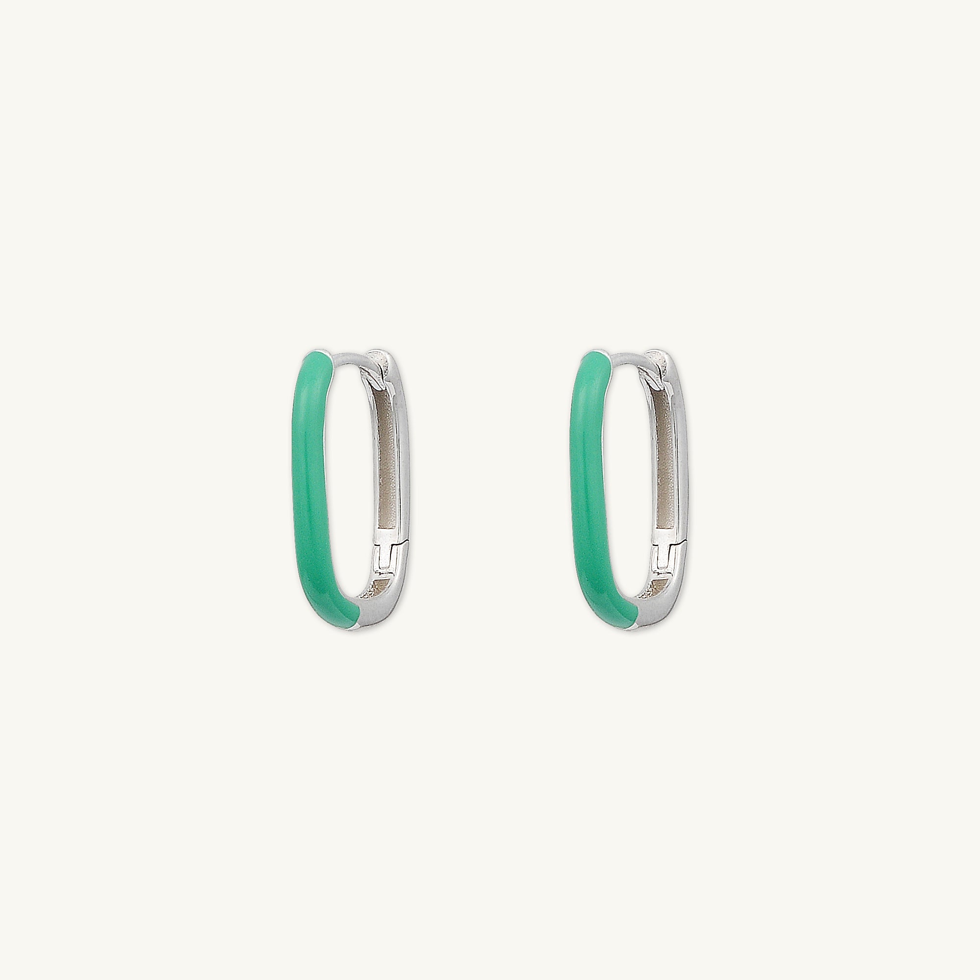 Green Lacquered Huggie Earrings