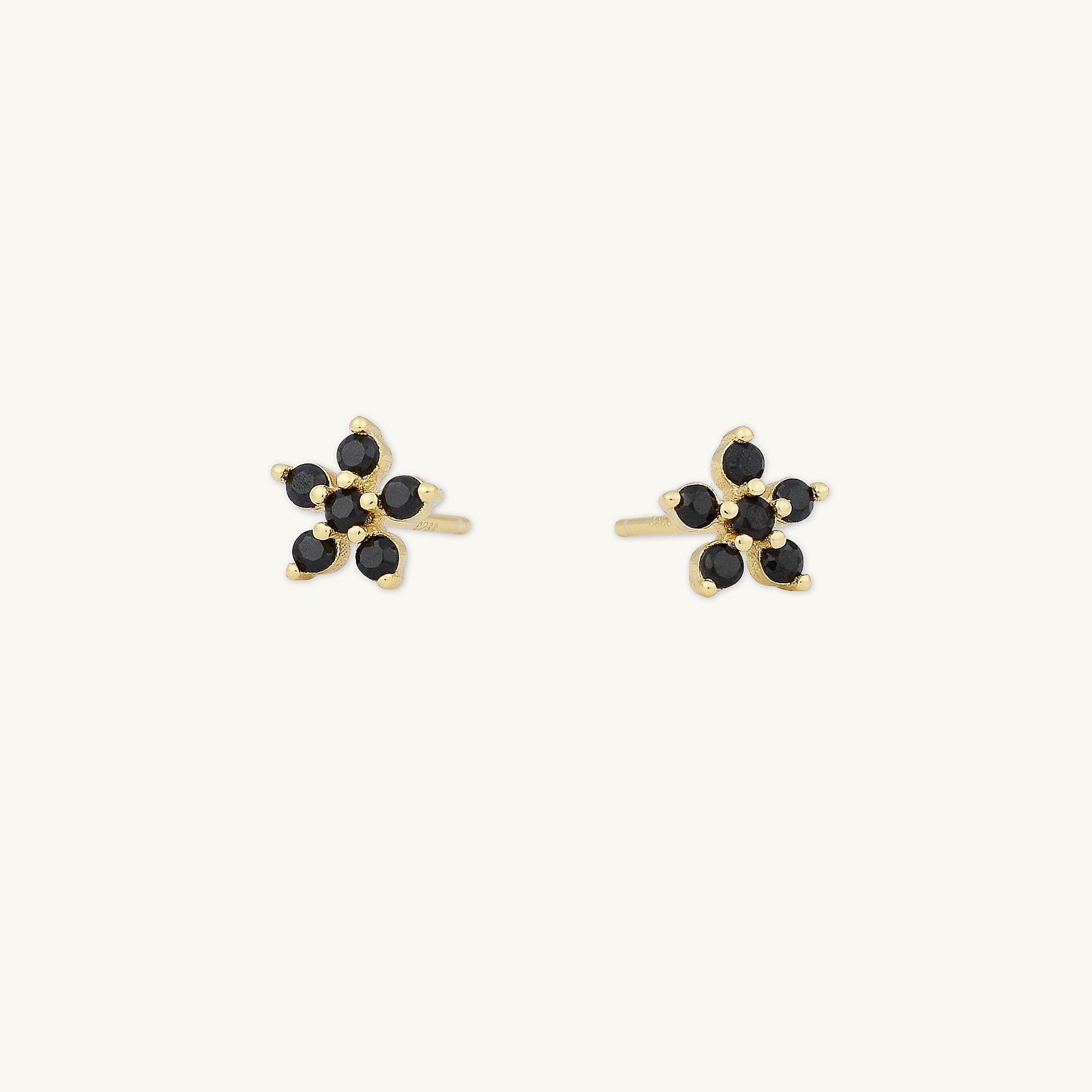 Black Flower Sapphire Stud Earrings