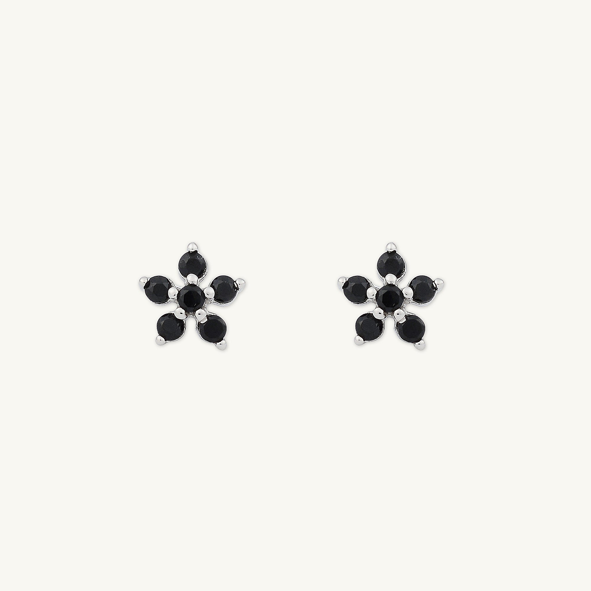 Black Flower Sapphire Stud Earrings