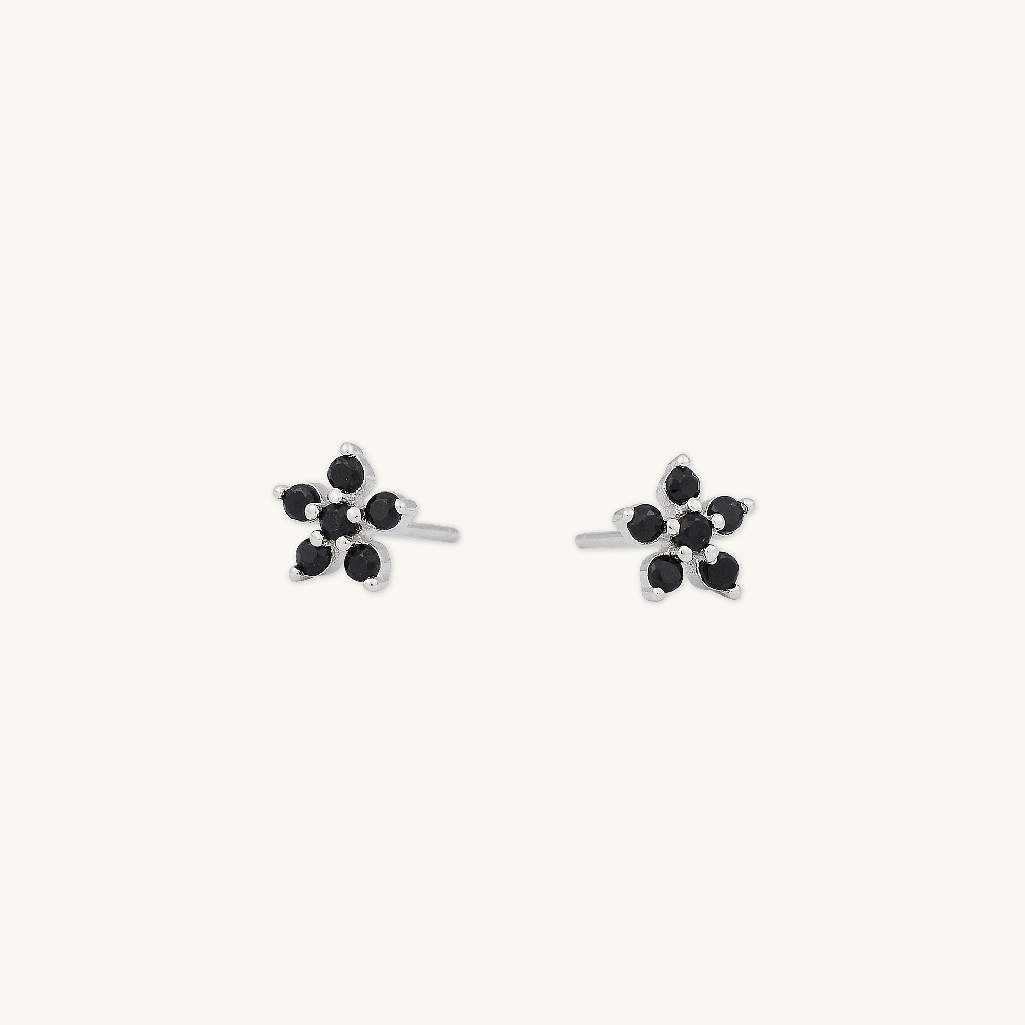 Black Flower Sapphire Stud Earrings