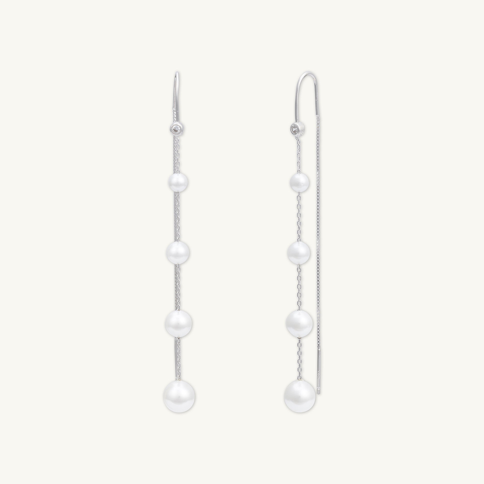 Ascending Pearl Threader Earrings