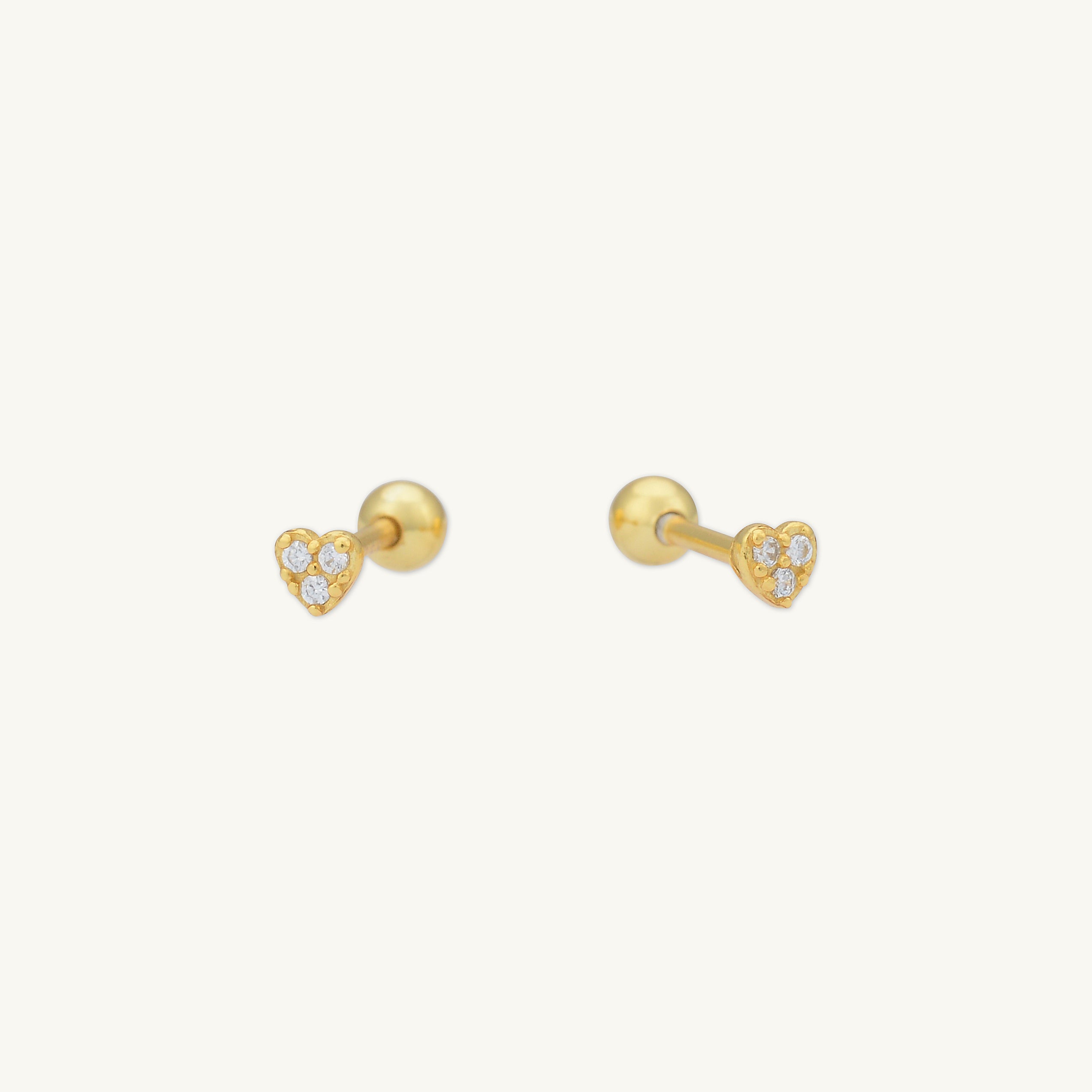 Petite Heart Sapphire Barbell Stud Cartilage Earrings