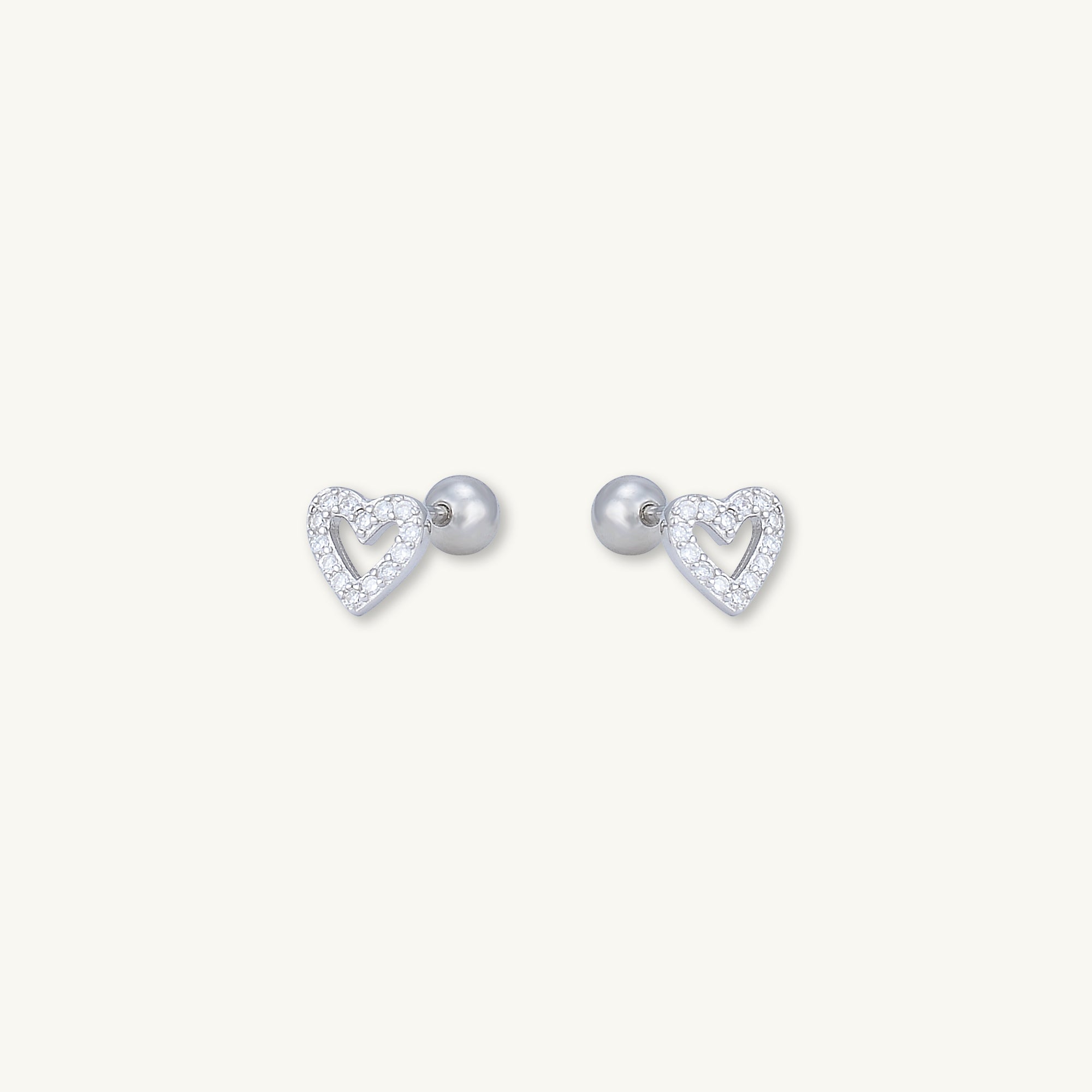 Heart Sapphire Barbell Stud Cartilage Earrings