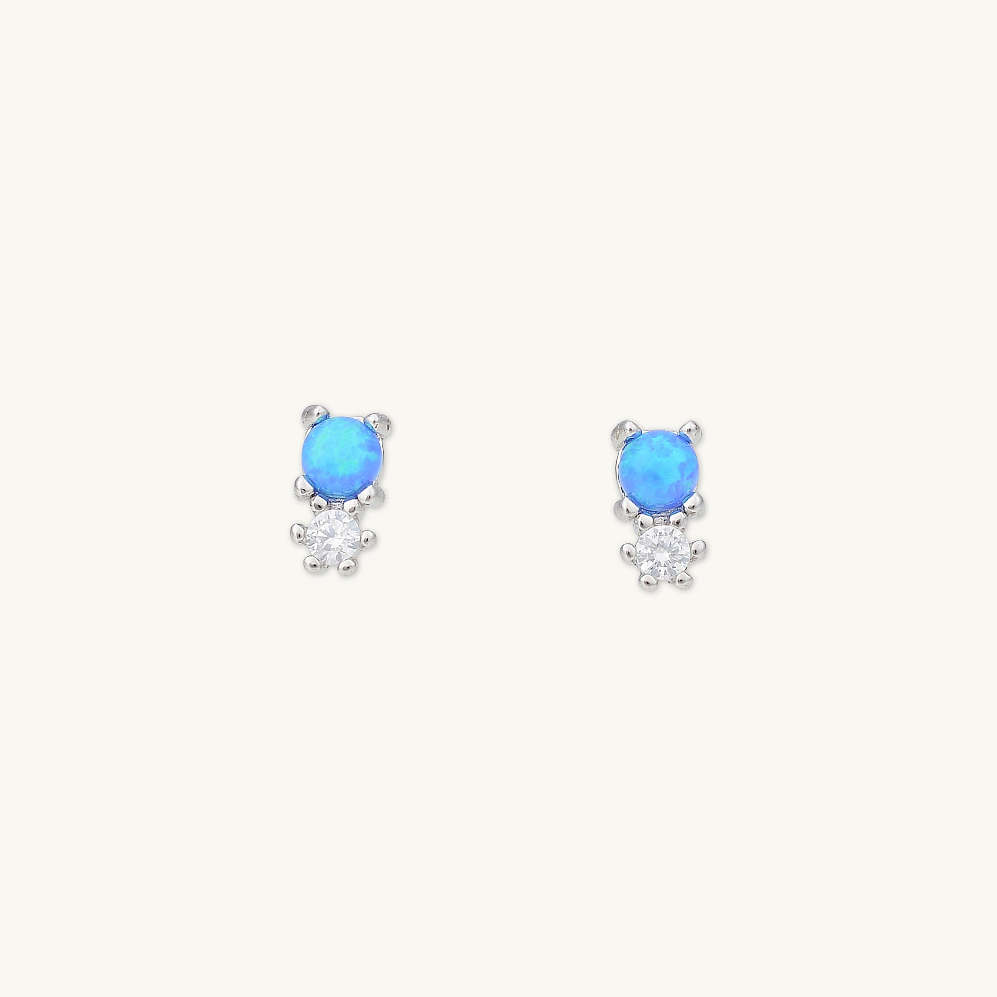 Blue Opal Sapphire Stud Earrings