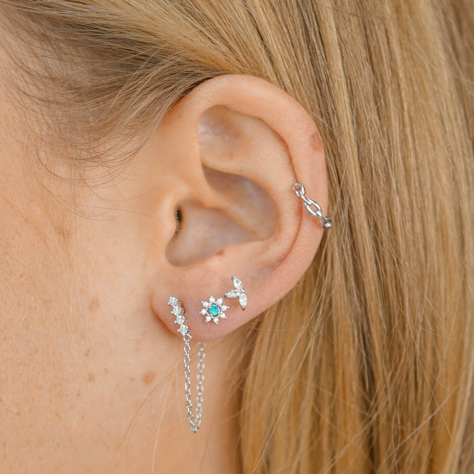 Bar Sapphire Dangle Chain Earrings - Camile & Stone