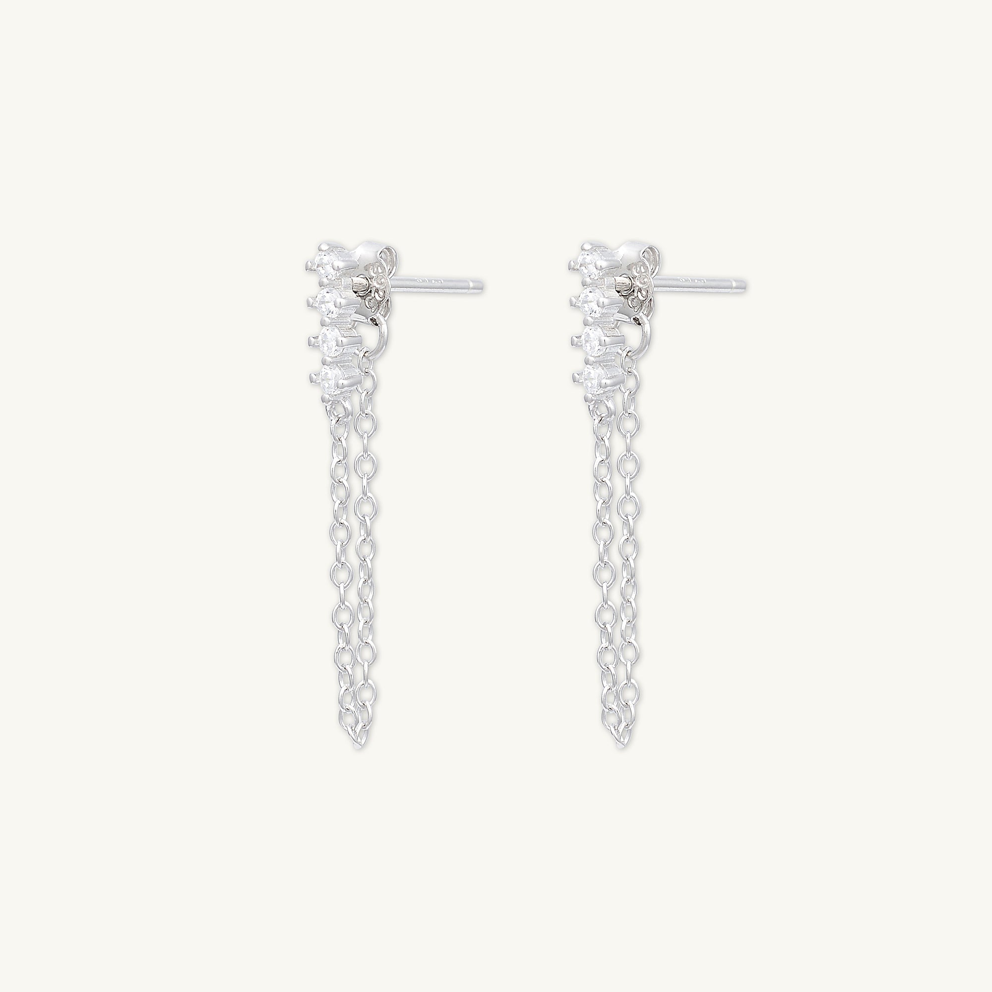 Bar Sapphire Dangle Chain Earrings - Camile & Stone