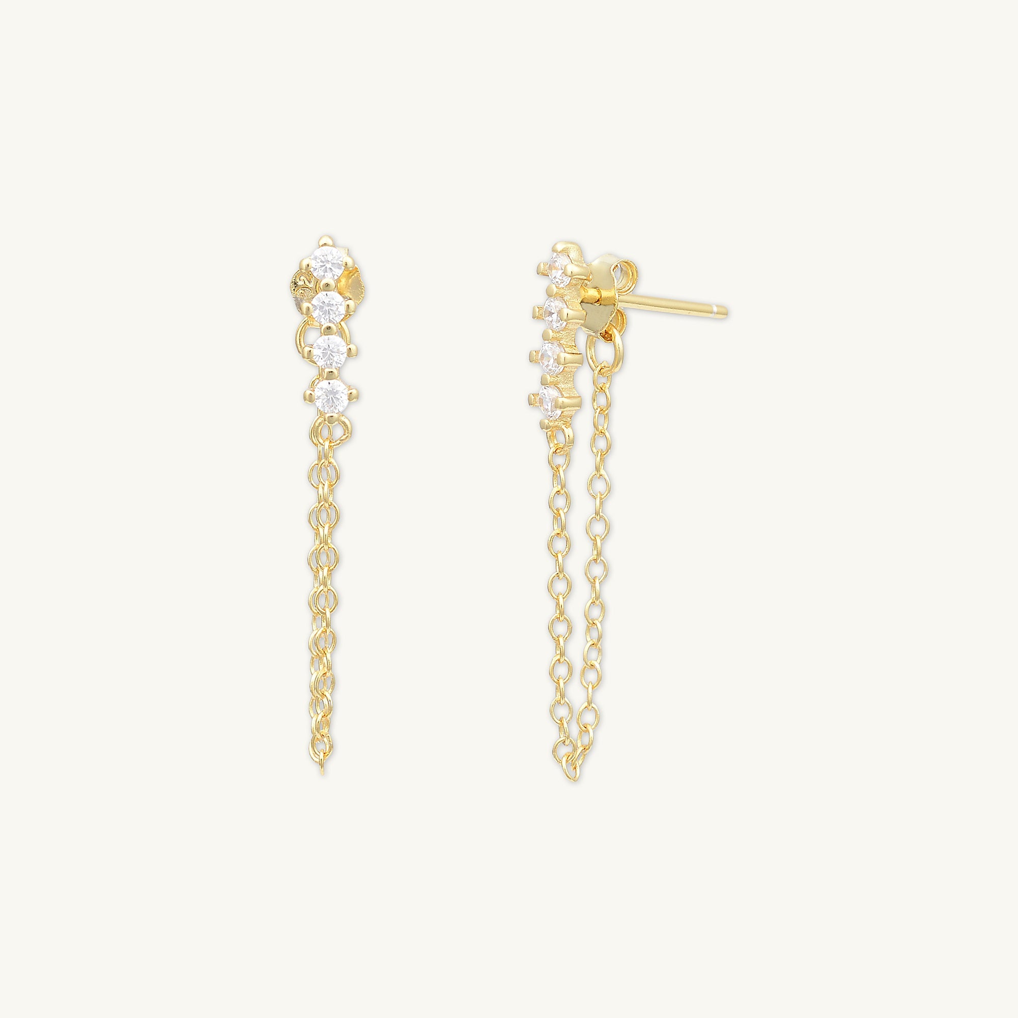Bar Sapphire Dangle Chain Earrings - Camile & Stone