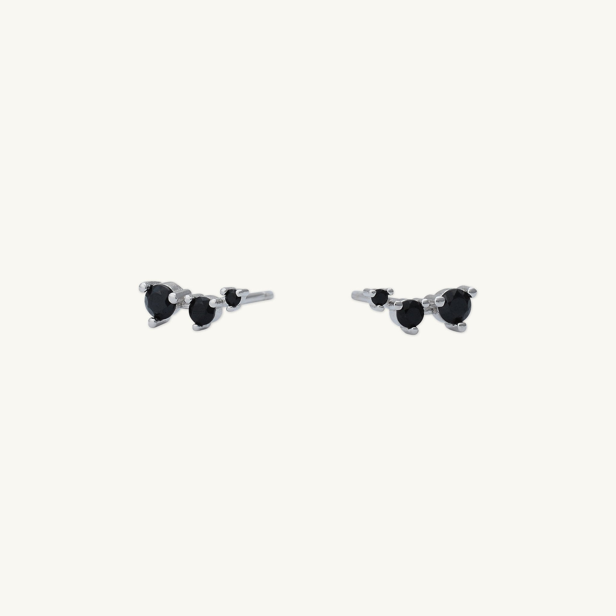 Black Trio Sapphire Stud Earrings - Camile & Stone