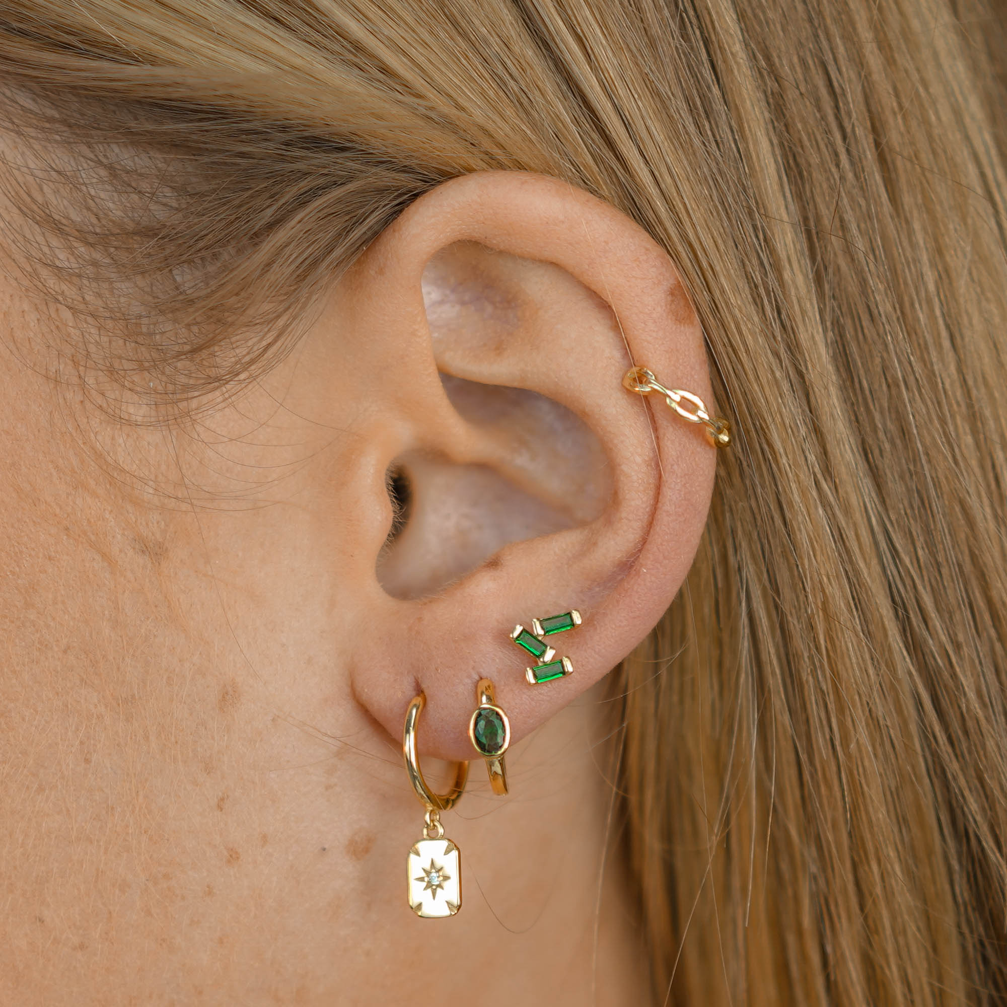North Star Rectangle Huggie Hoop Earrings - Camile & Stone
