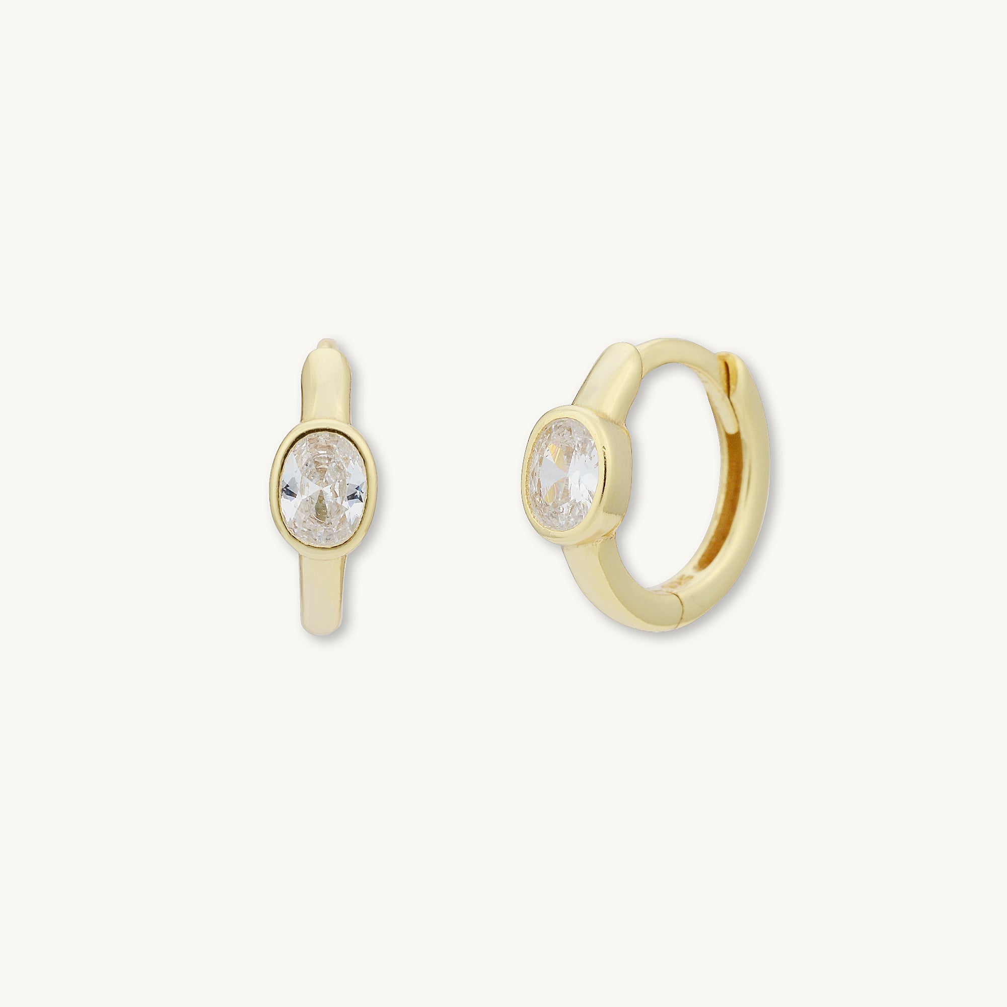 Oval Sapphire Huggie Earrings - Camile & Stone