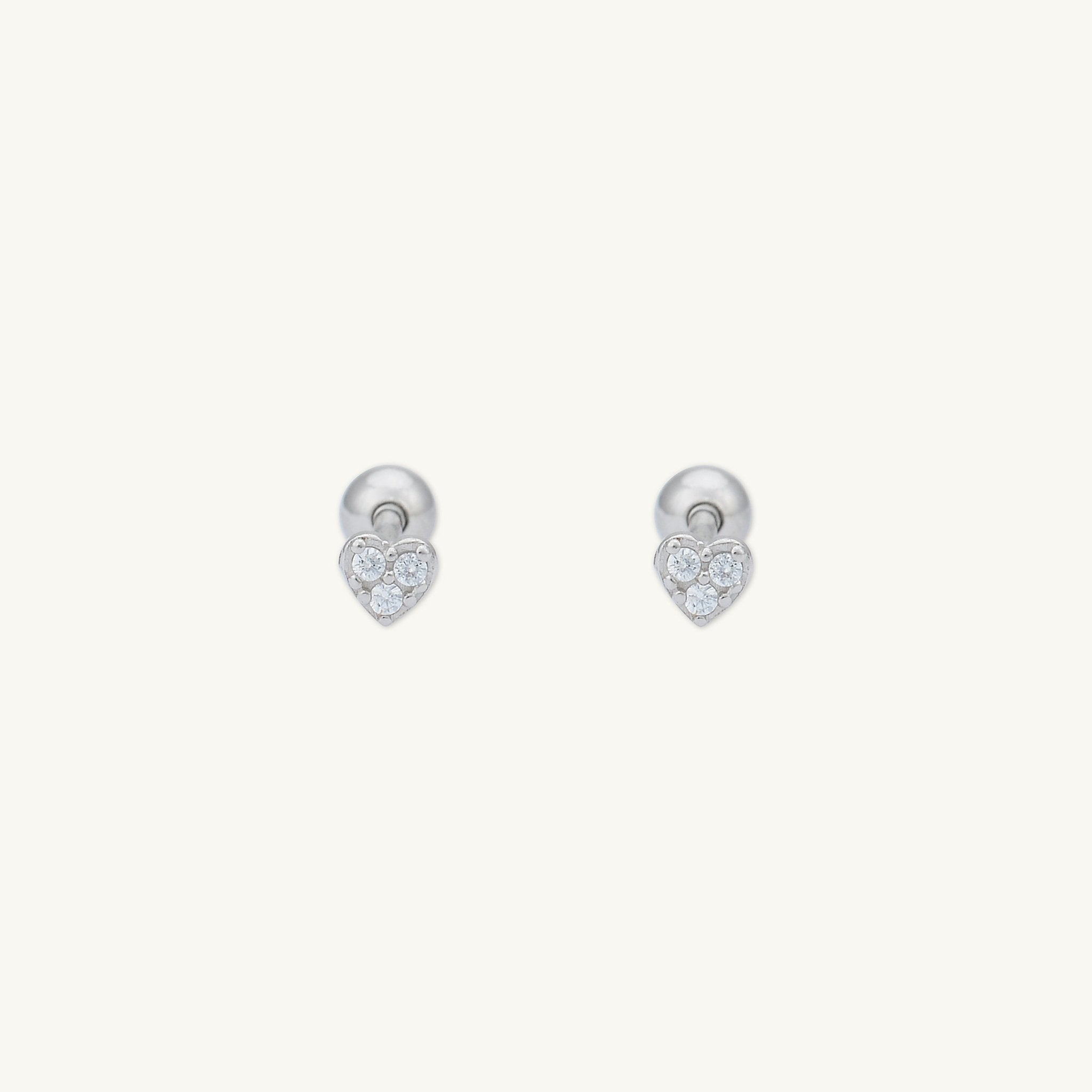 Petite Heart Sapphire Barbell Stud Cartilage Earrings - Camile & Stone