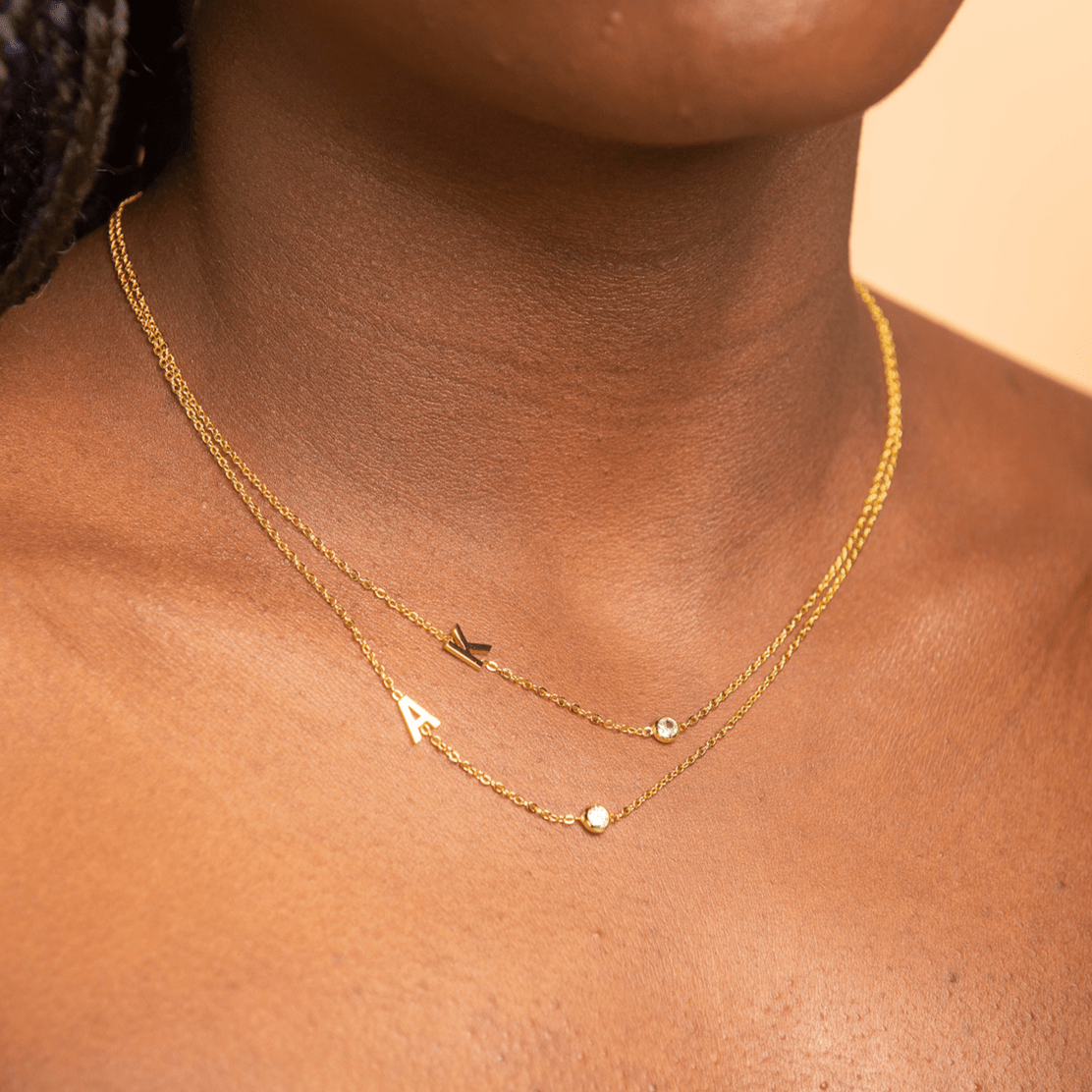 Sideways Pave Single Letter Necklace - Camile & Stone