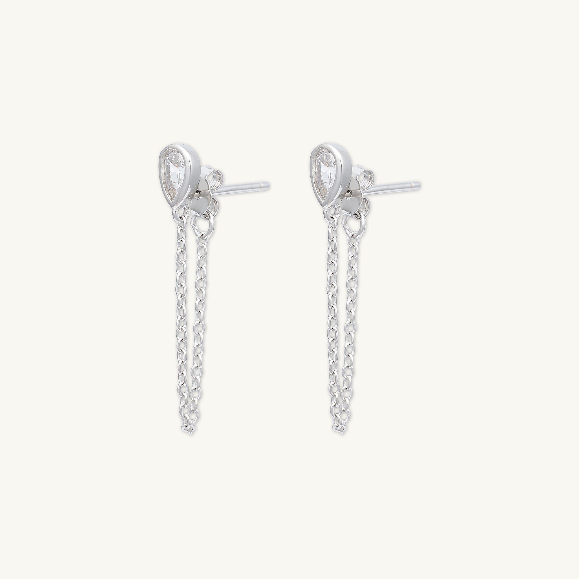 Teardrop Sapphire Dangle Chain Earrings - Camile & Stone
