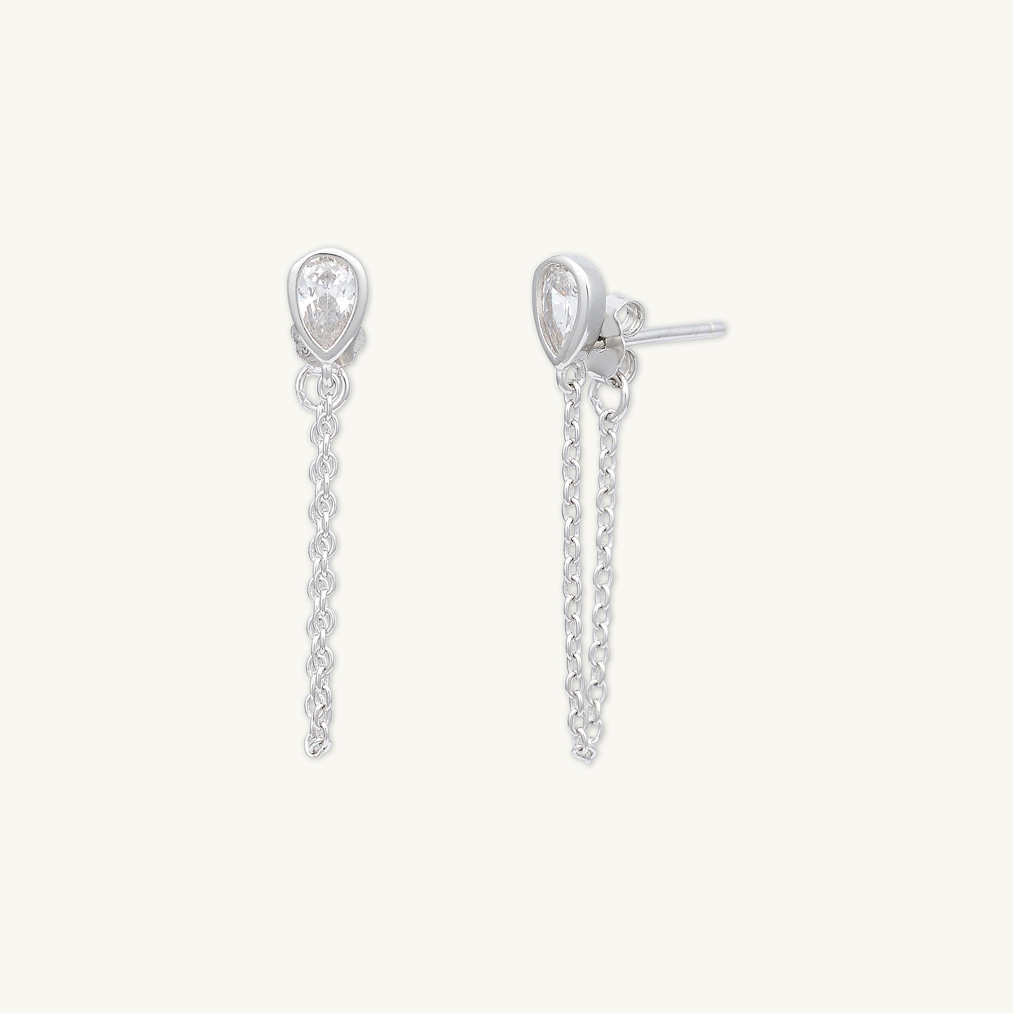 Teardrop Sapphire Dangle Chain Earrings - Camile & Stone