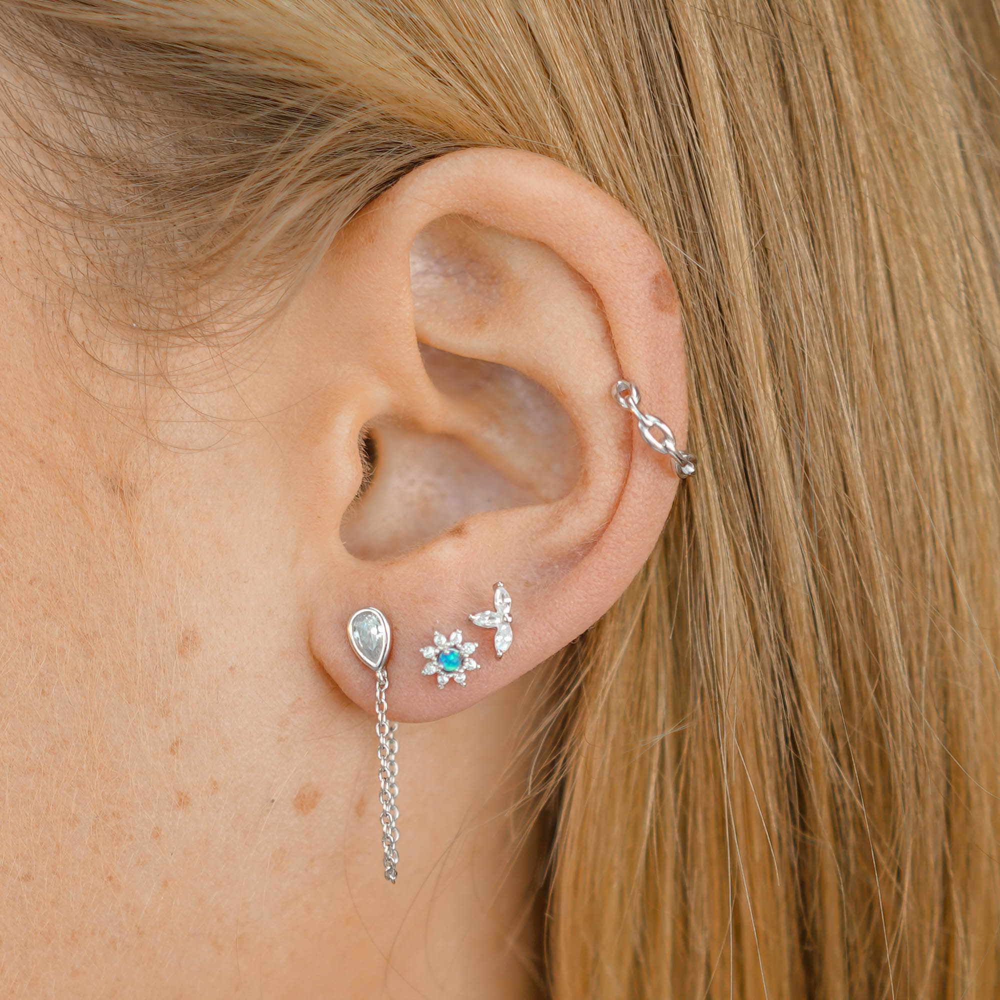 Teardrop Sapphire Dangle Chain Earrings - Camile & Stone